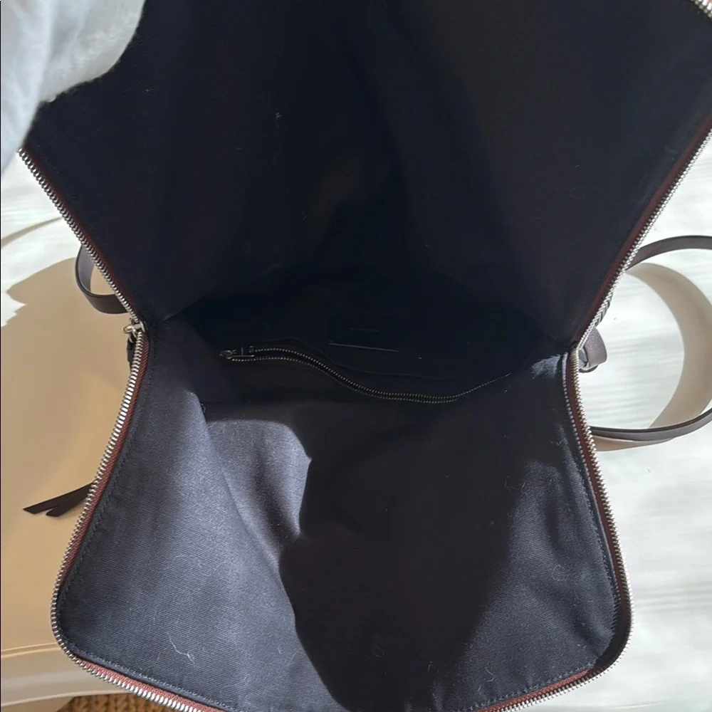 AllSaints Brownish/red Suede Crossbody Bag with Black Accents - Picture 3 of 5